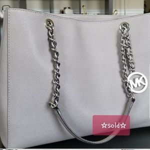 Michael Kors Heather Gray Leather Tote